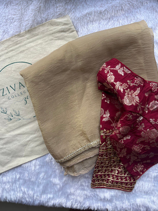 Crush Tissue Saree with Stitched Blouse