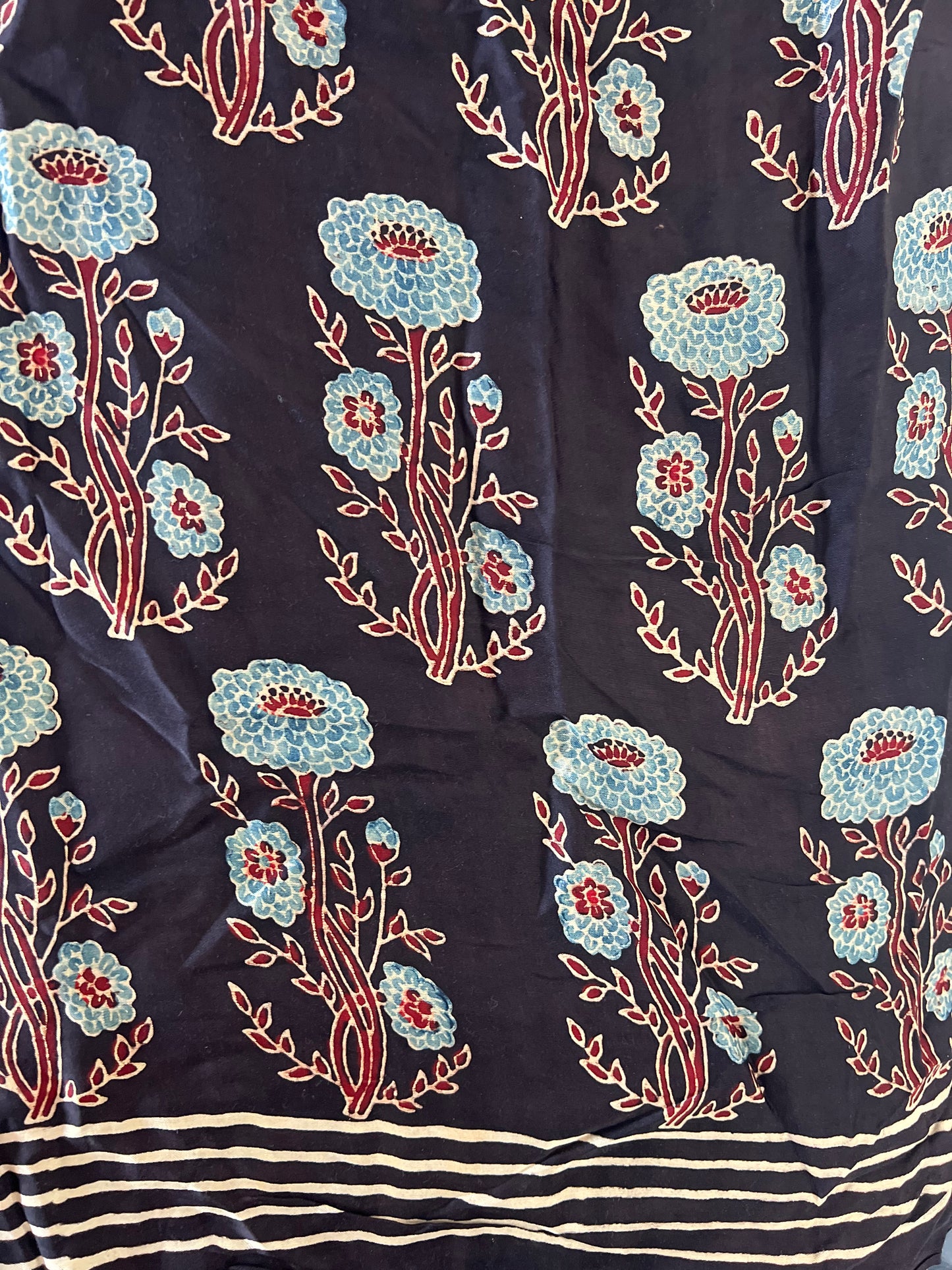 Pure Modal Silk Handblock Ajrakh Saree