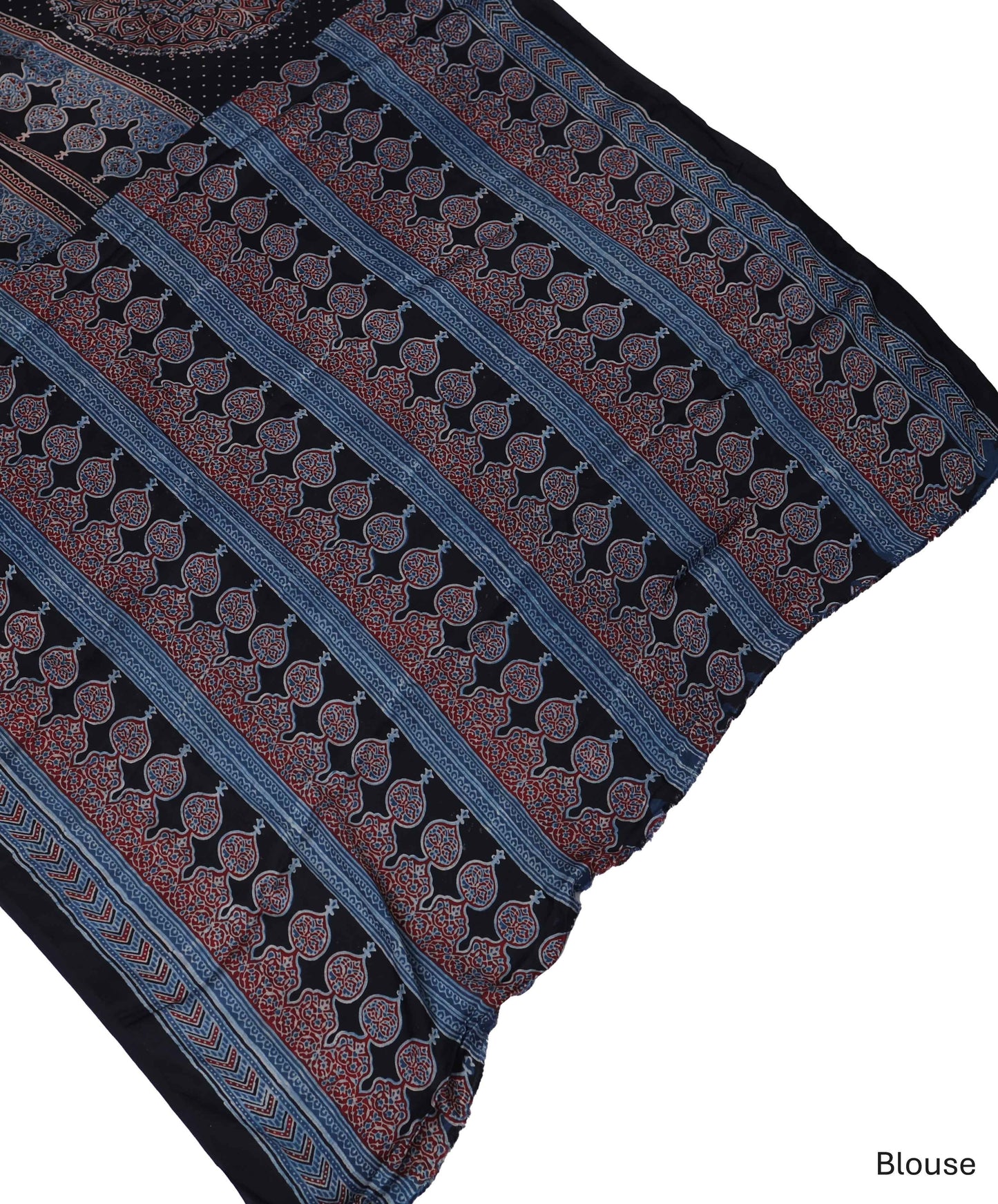 Pure Modal Silk Handblock Ajrakh Saree