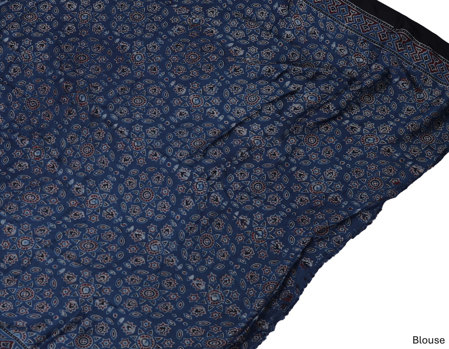 Pure Modal Silk Handblock Ajrakh Saree