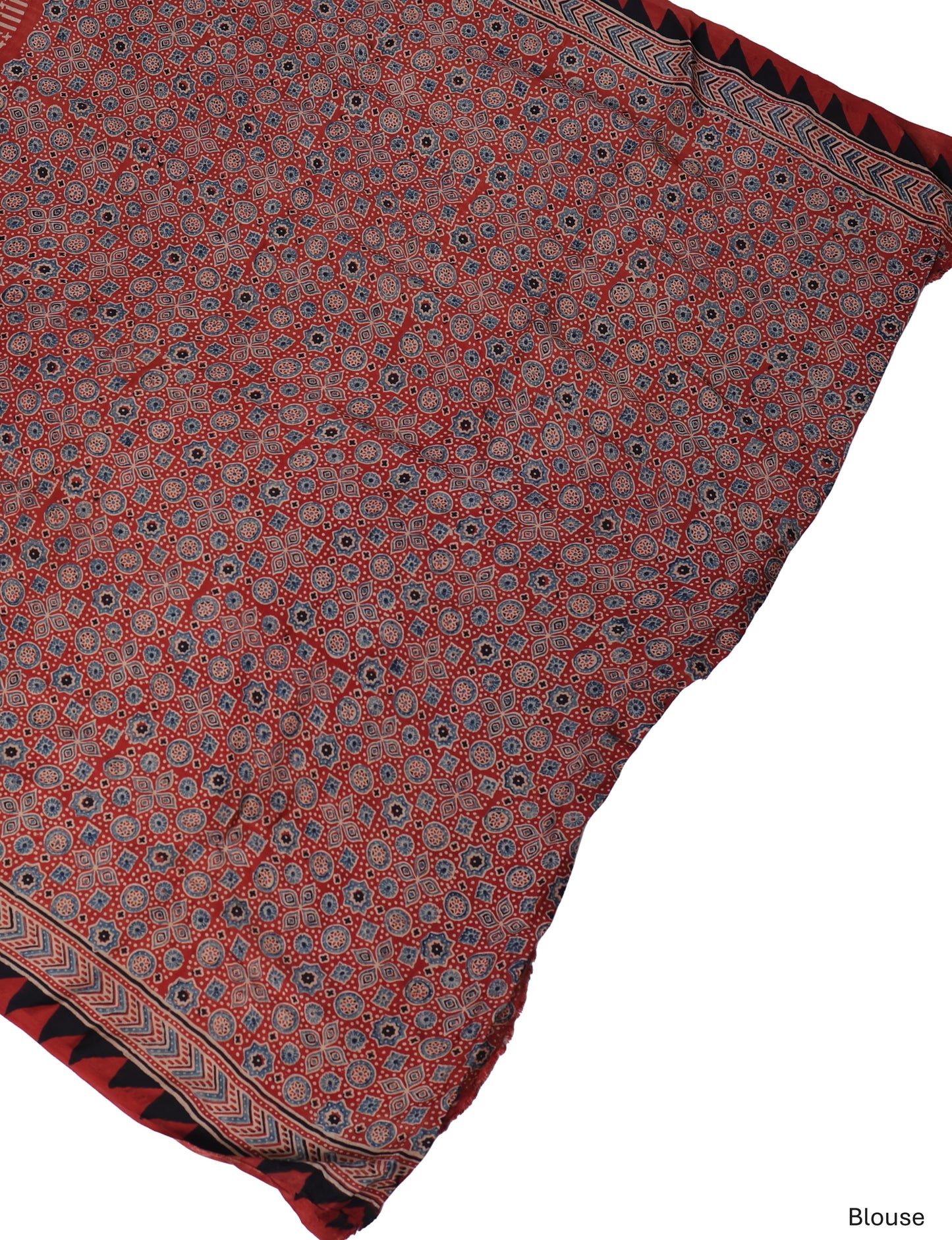 Pure Modal Silk Handblock Ajrakh Saree