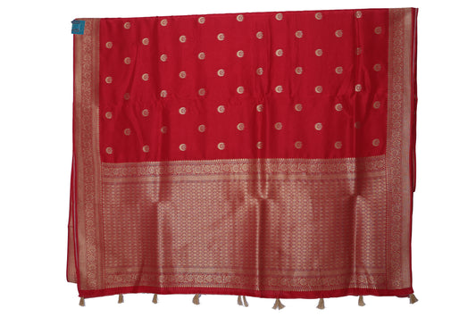 ChandTara Rajwada Red Crepe Silk Saree