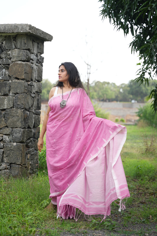 Gulaabi Pure Cotton Handloom Saree