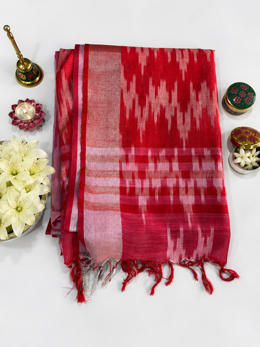 Linen Ikkat Saree