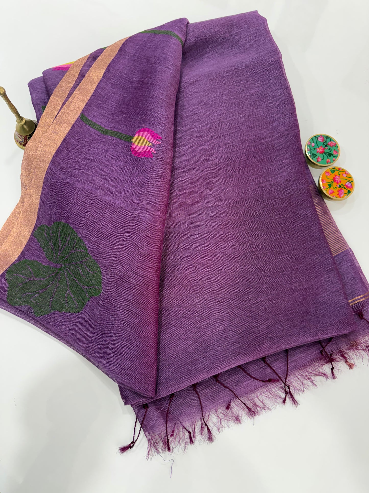 Pure Silk Linen Handloom Saree