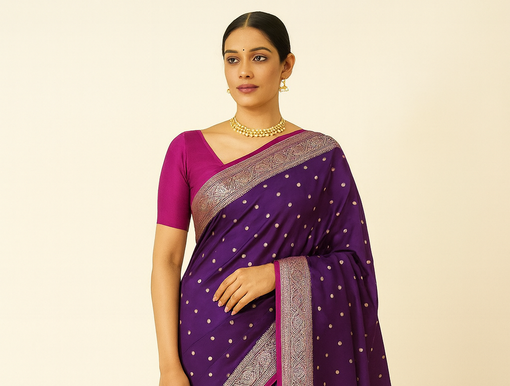 Purple Tara Katan Silk Saree