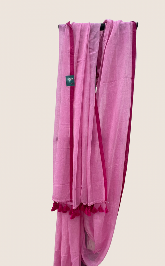 Plain Mul cotton saree