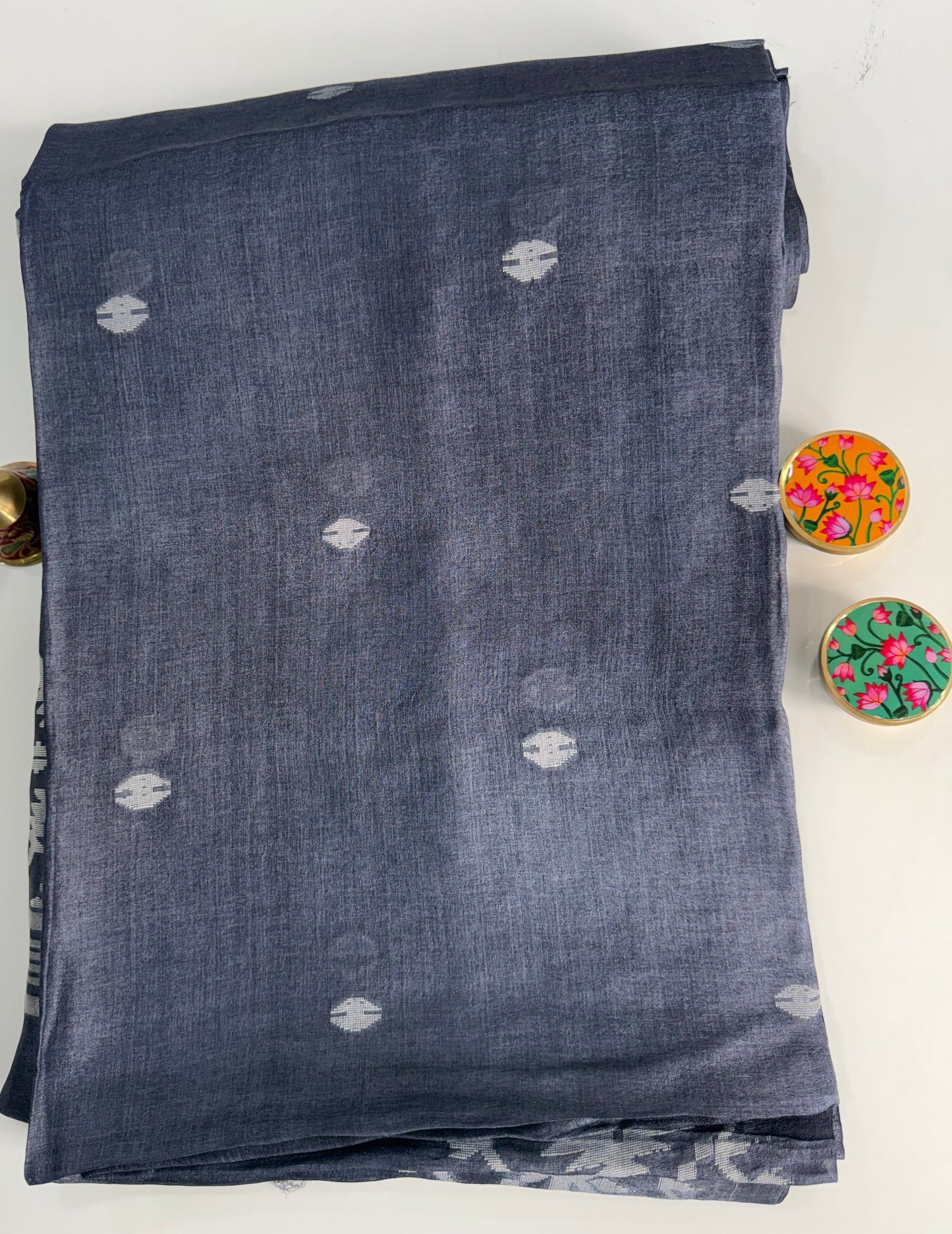 Grey Pure Tussar Silk Saree with