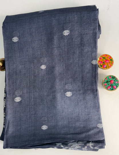 Grey Pure Tussar Silk Saree with