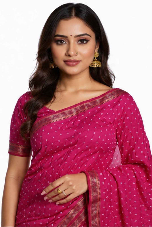 Cotton Bandhni Saree