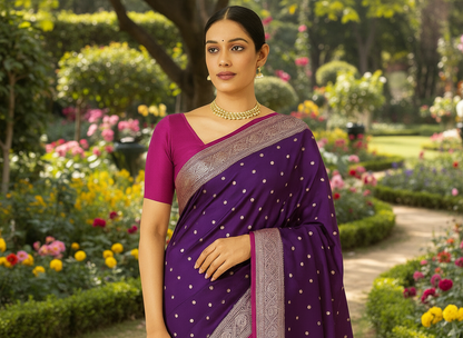 Purple Tara Katan Silk Saree