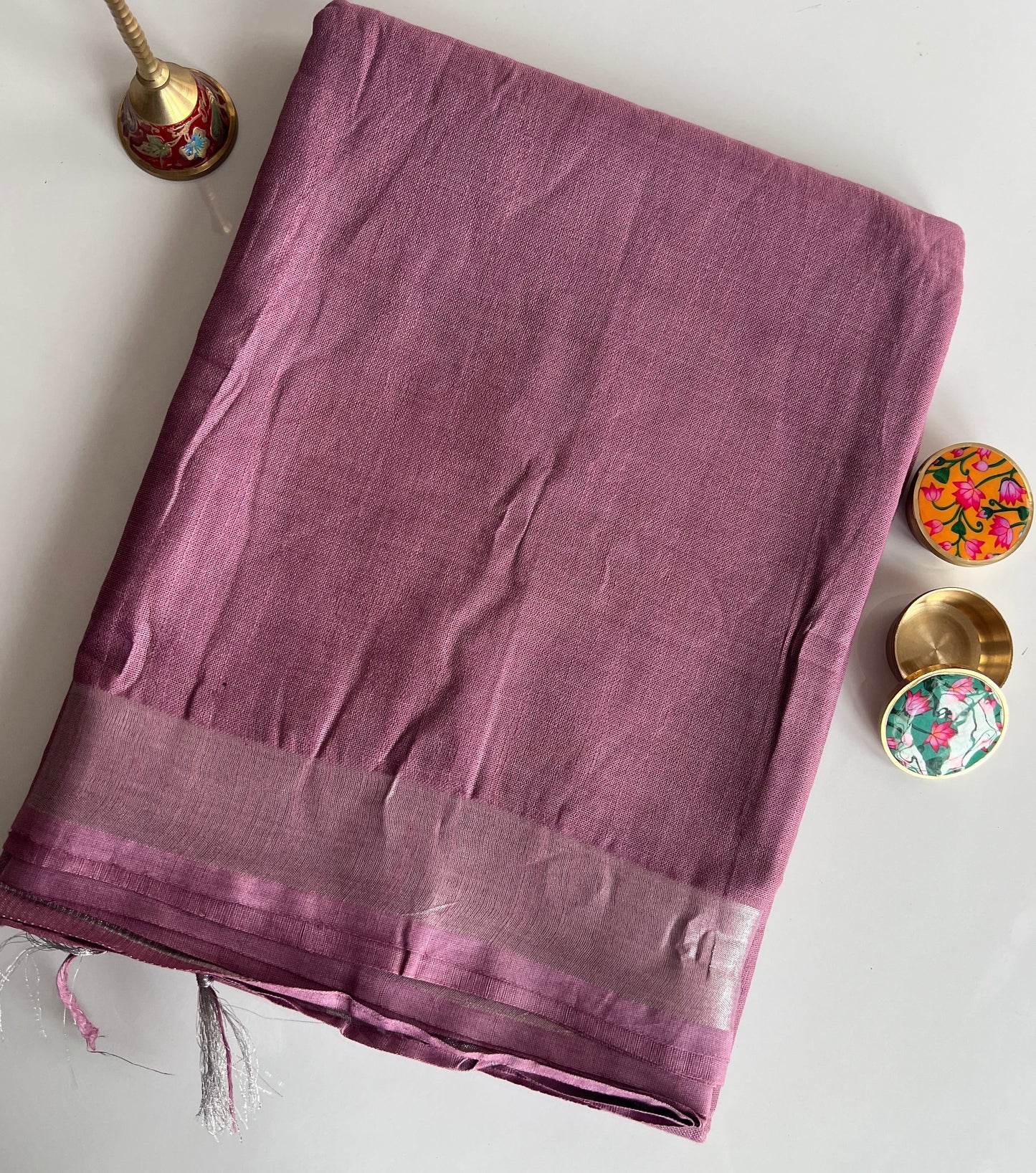 Plain Linen Cotton Saree