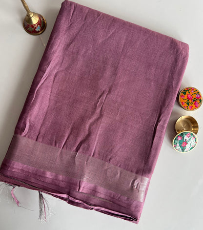 Plain Linen Cotton Saree