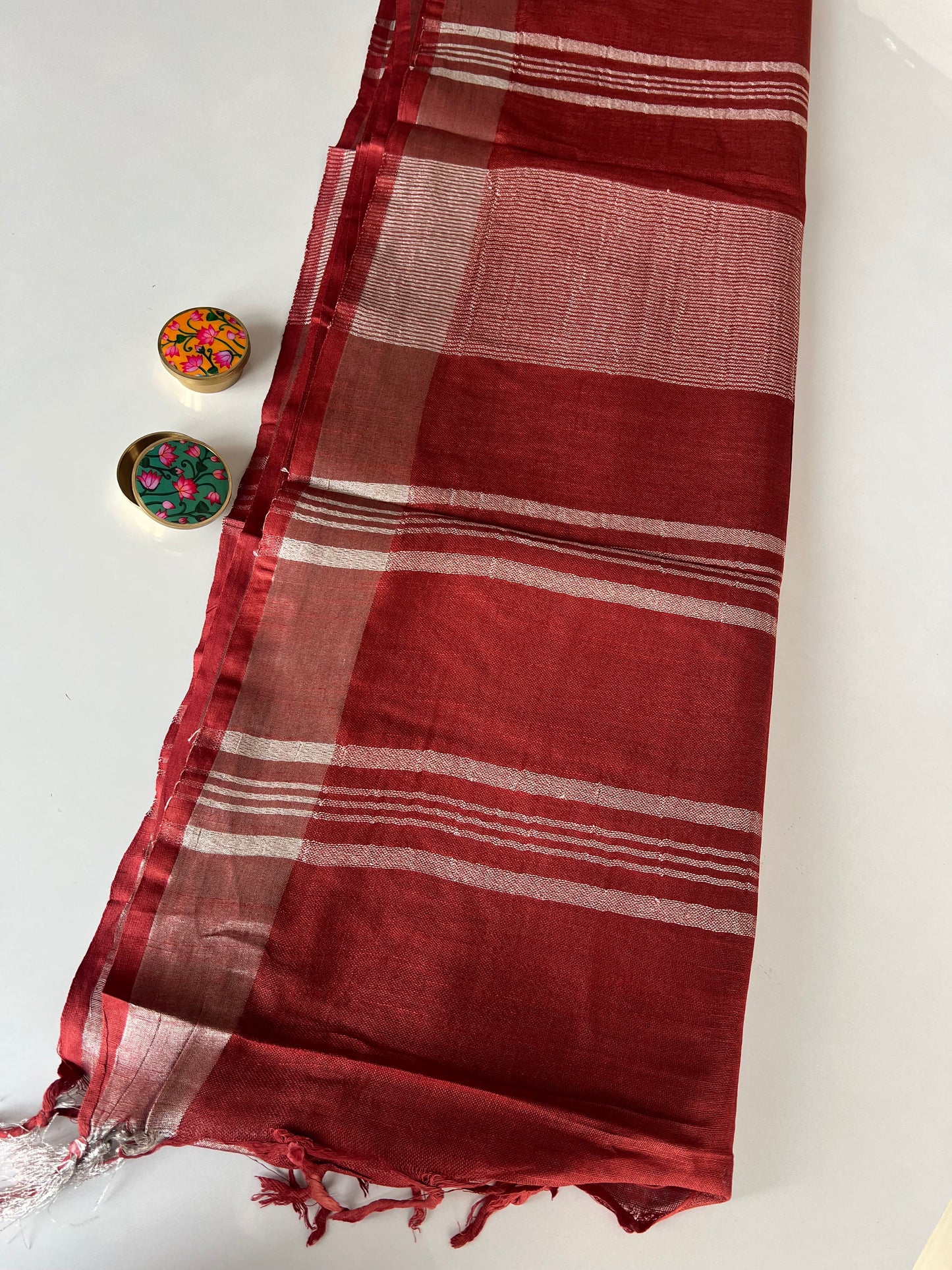 Plain Linen Cotton Saree
