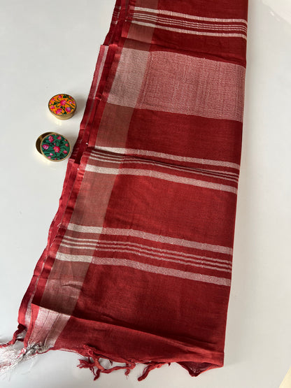 Plain Linen Cotton Saree