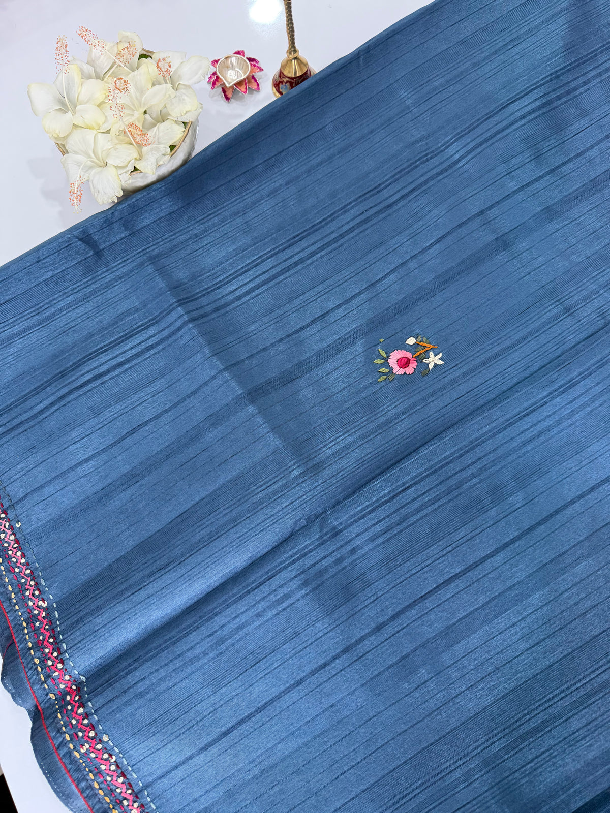 Tussar Hand Embroidery Saree
