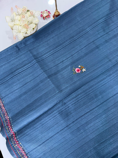 Tussar Hand Embroidery Saree