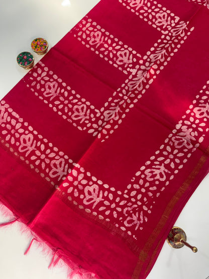Cotton Linen Batik Saree
