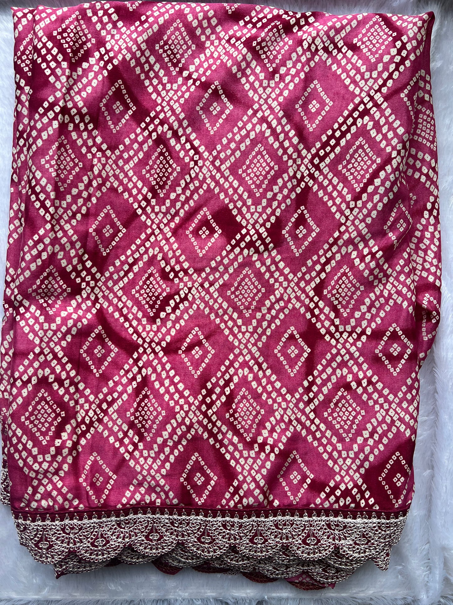 Aarohi Pink Bandhani Dola Art Silk Saree