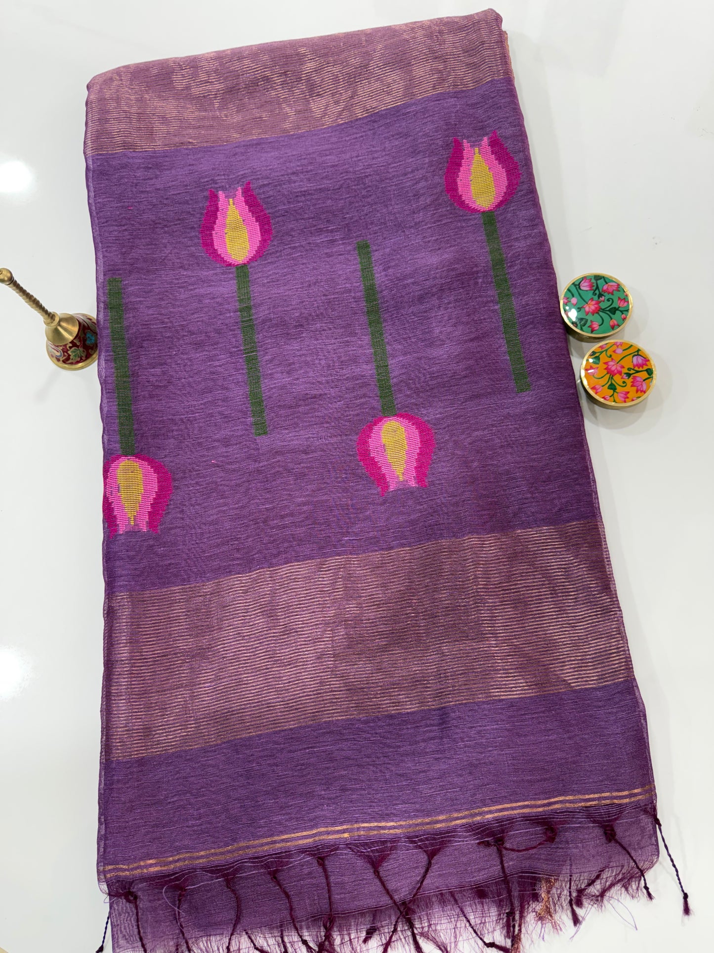 Pure Silk Linen Handloom Saree