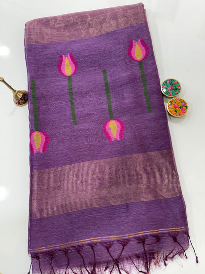 Pure Silk Linen Handloom Saree