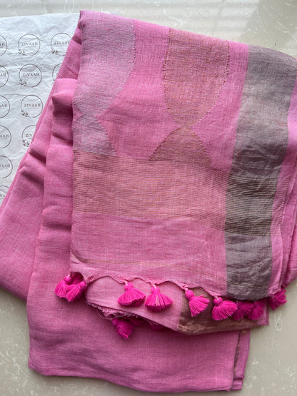 Premium Handwoven Linen Saree