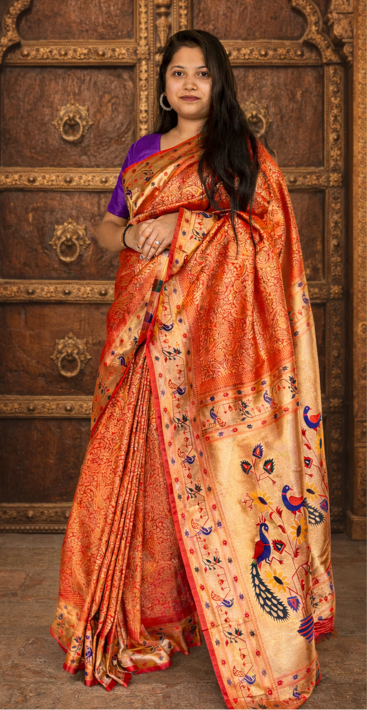 Kalyani  Brocade Soft Silk Saree With Paithani Pallu