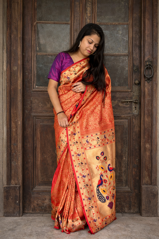 Kalyani  Brocade Soft Silk Saree With Paithani Pallu