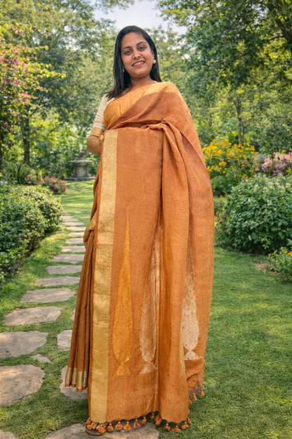 Premium Handwoven Linen Saree