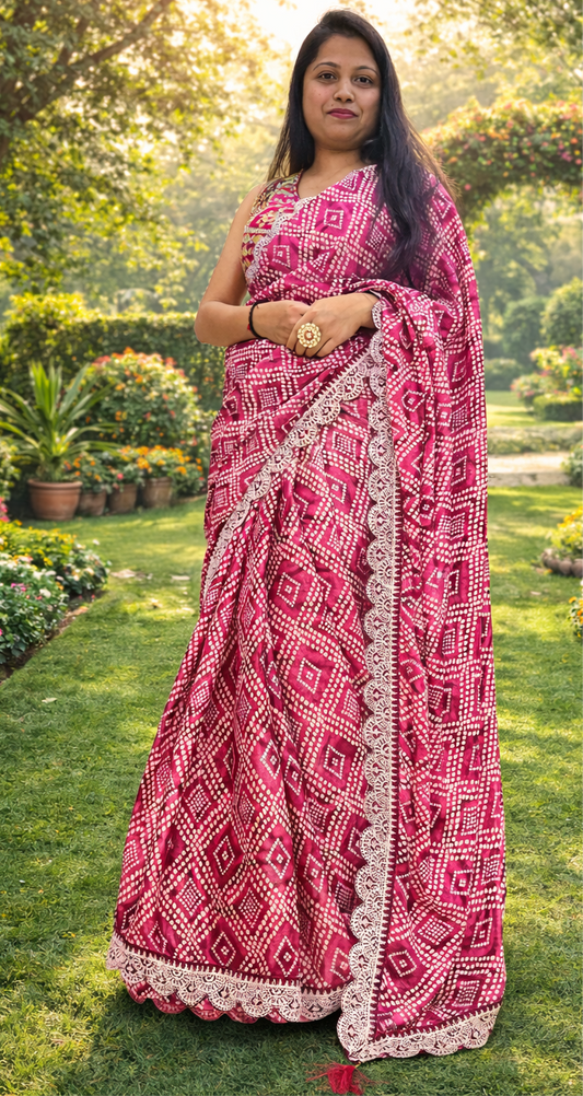 Printed Bandhani Saree