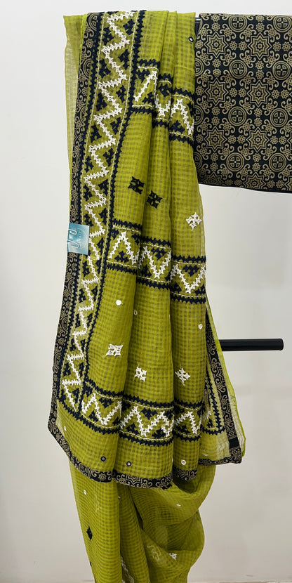 Pure Cotton Resham Kota Saree with Hand Work