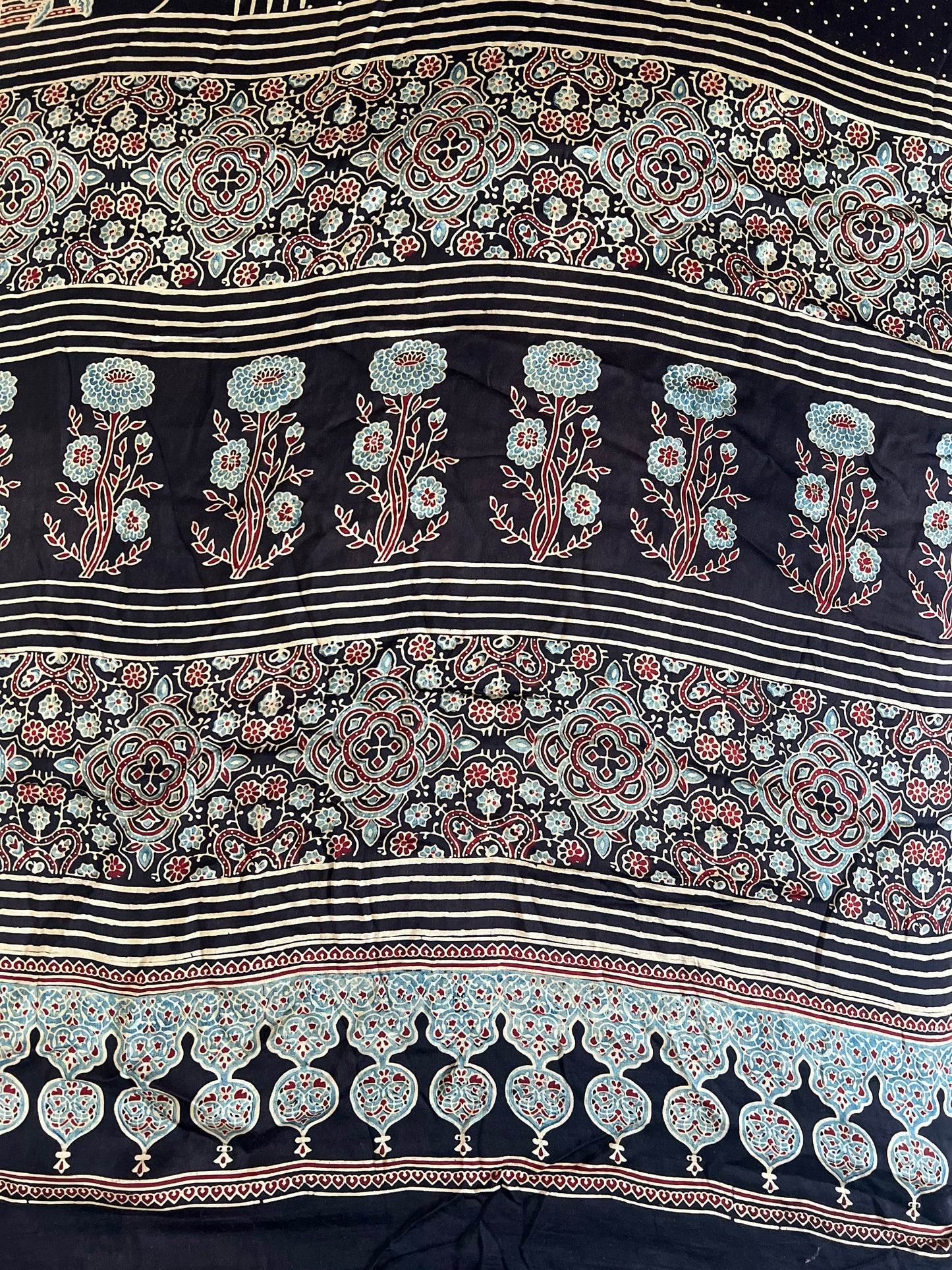 Pure Modal Silk Handblock Ajrakh Saree