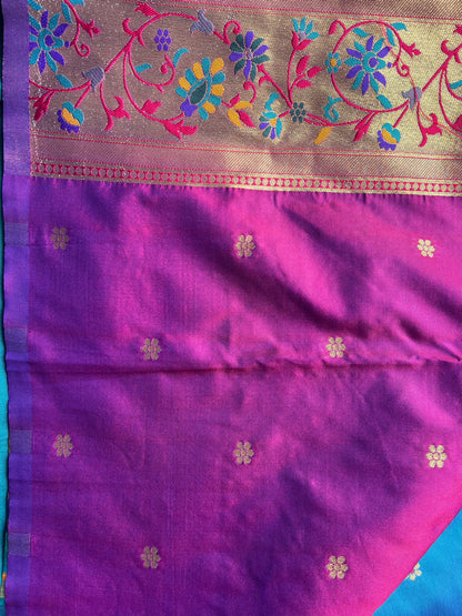 Teal Blue Art Soft Silk Saree