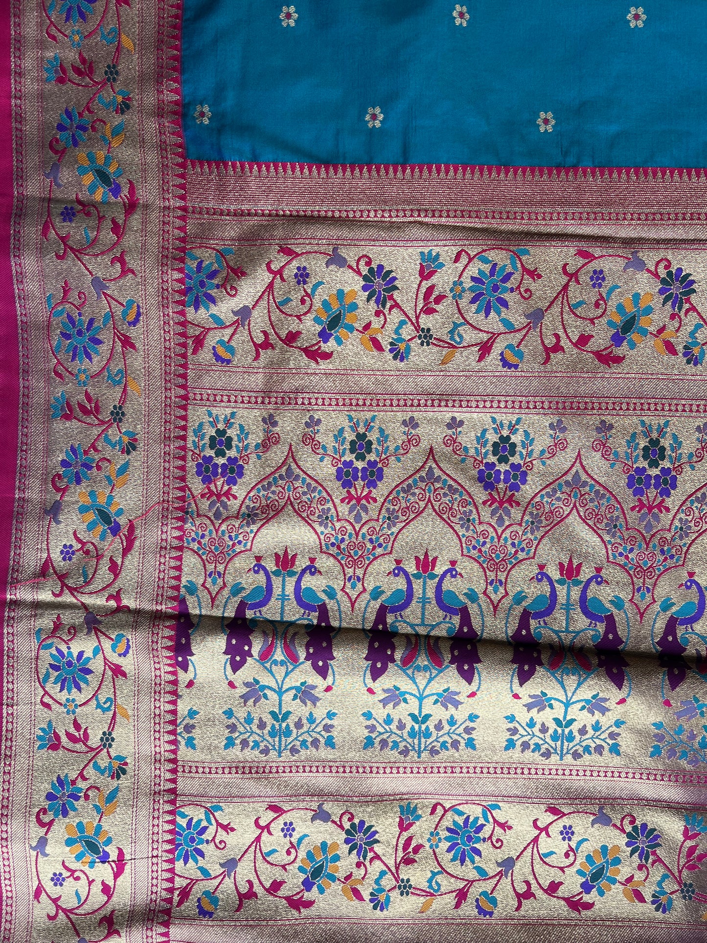 Teal Blue Art Soft Silk Saree