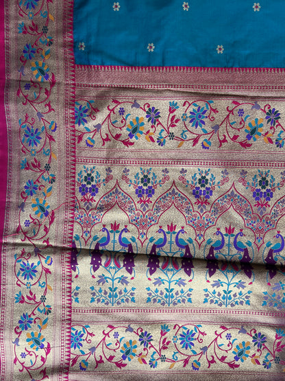 Teal Blue Art Soft Silk Saree