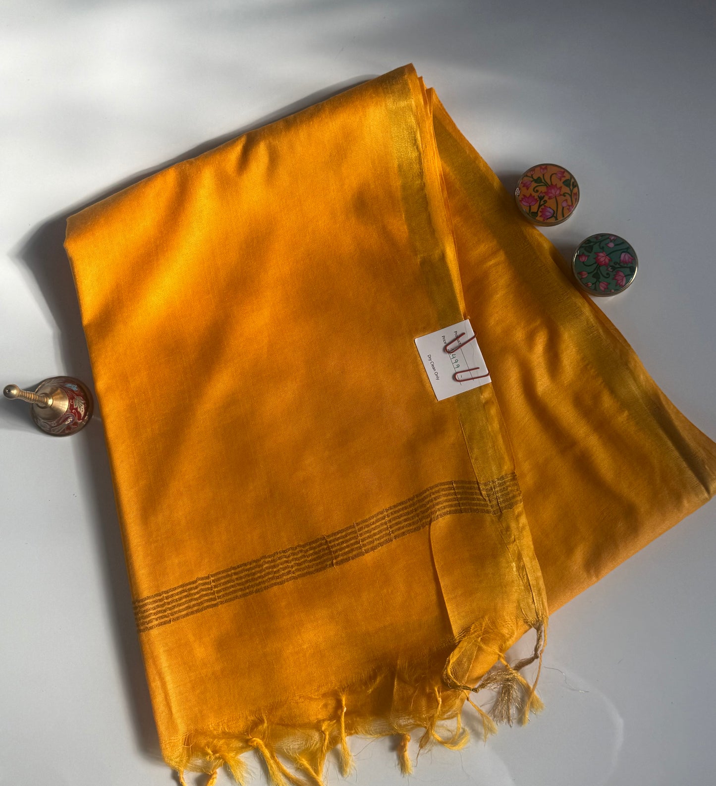 Plain Saree with Elegant Golden Border