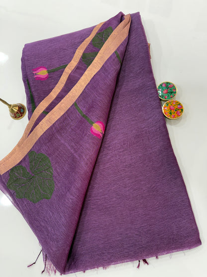 Pure Silk Linen Handloom Saree