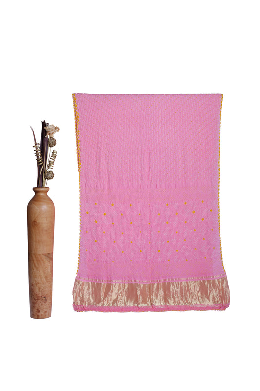 Pastel Pink - Pure Gaji Silk Bandhni Saree