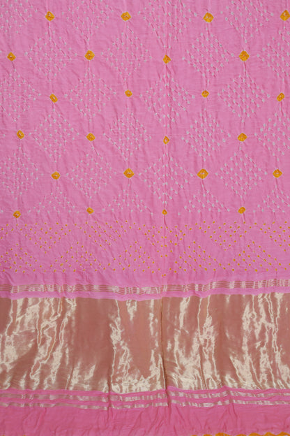 Pastel Pink - Pure Gaji Silk Bandhni Saree