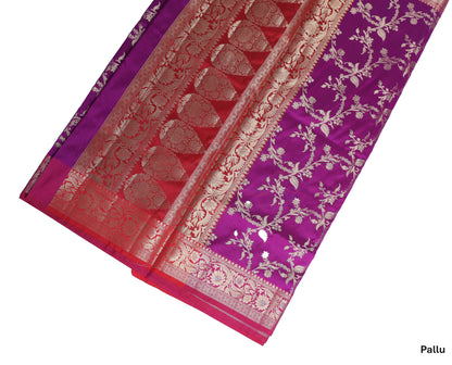 Purple zari jaal Katan Silk Saree