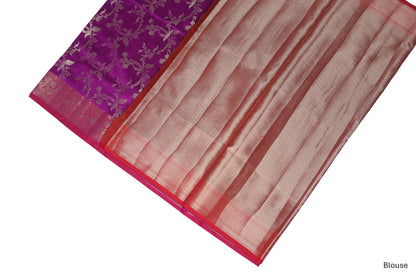 Purple zari jaal Katan Silk Saree