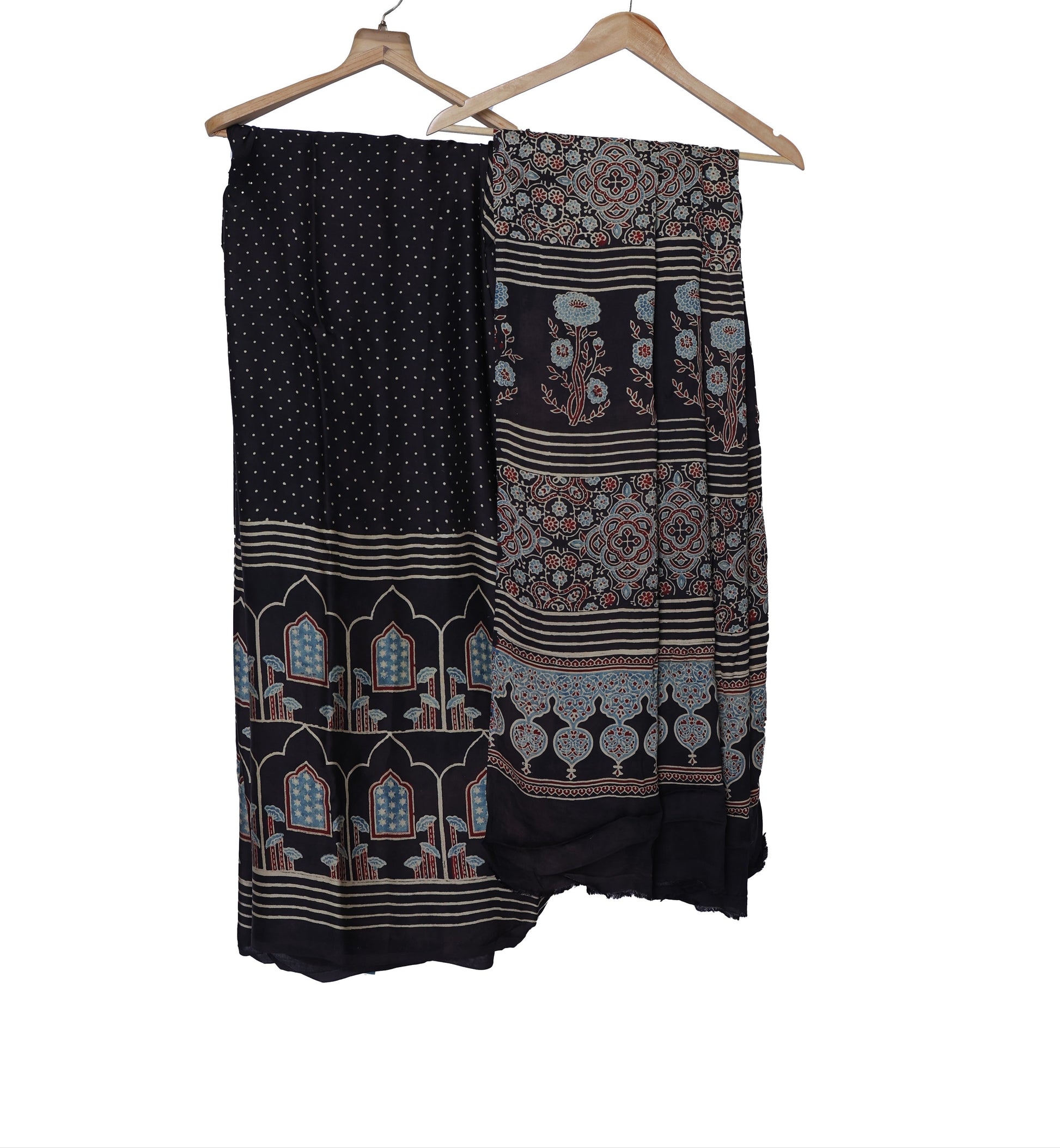 Pure Modal Silk Handblock Ajrakh Saree