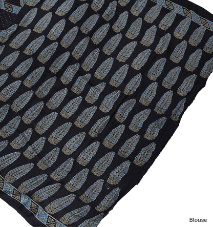 Pure Modal Silk Handblock Ajrakh Saree