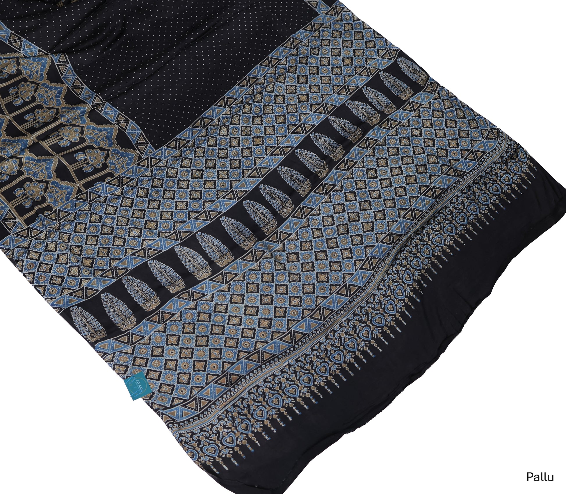 Pure Modal Silk Handblock Ajrakh Saree