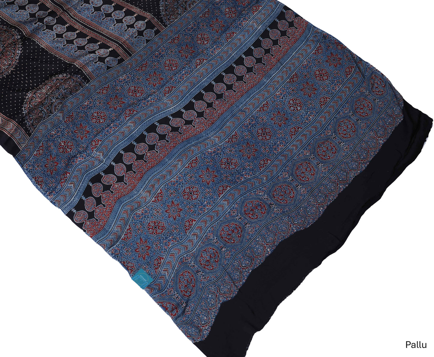 Pure Modal Silk Handblock Ajrakh Saree