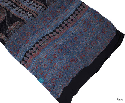 Pure Modal Silk Handblock Ajrakh Saree