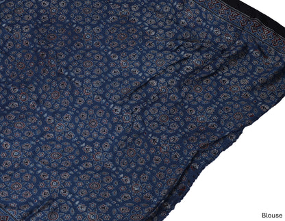 Pure Modal Silk Handblock Ajrakh Saree