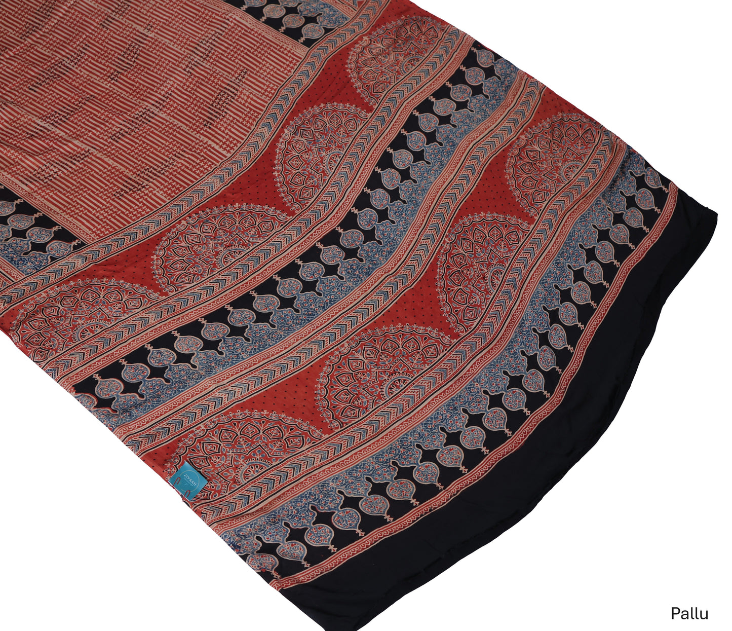 Pure Modal Silk Handblock Ajrakh Saree