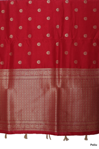 ChandTara Rajwada Red Crepe Silk Saree