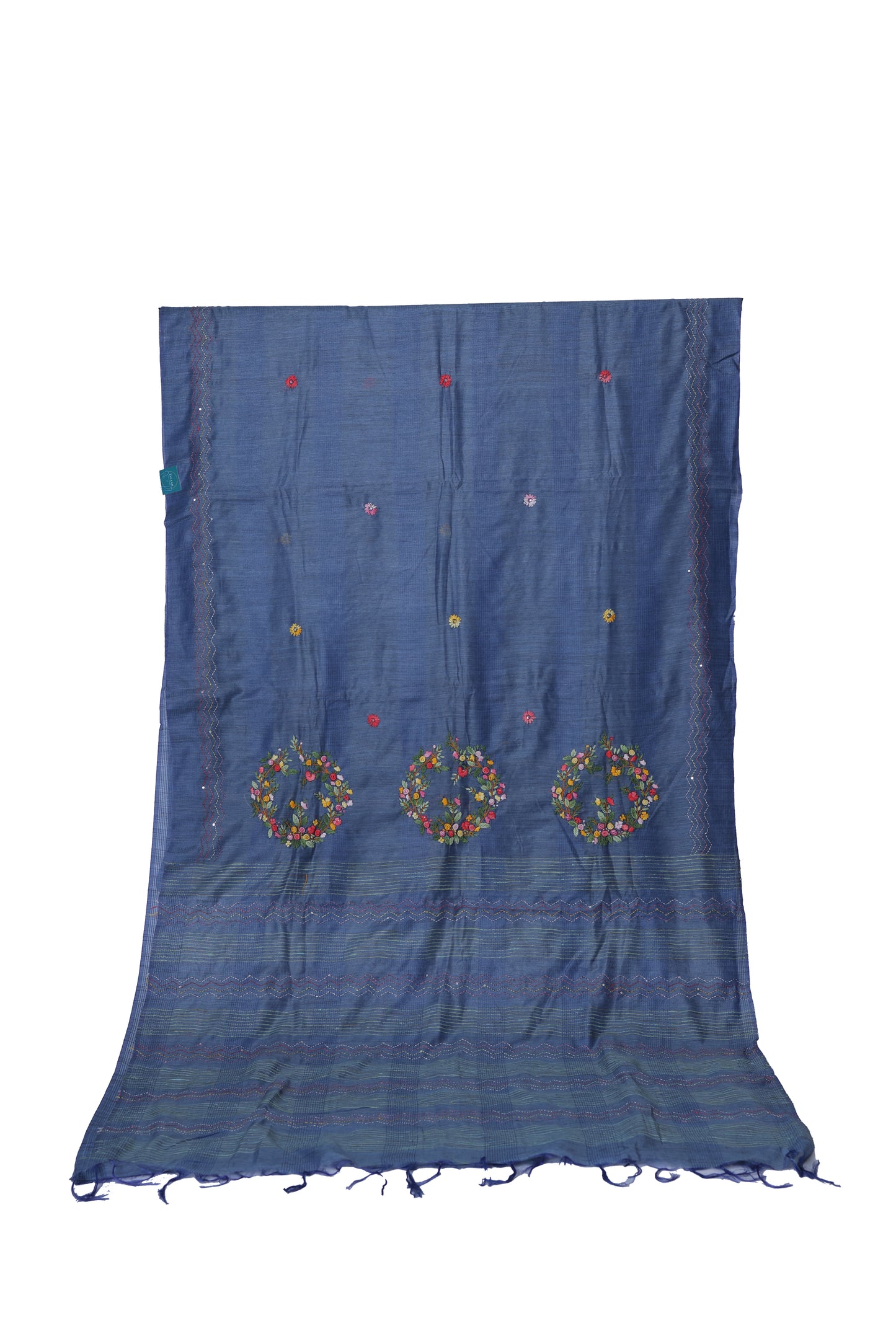 Semi linen Bullion handwork Saree